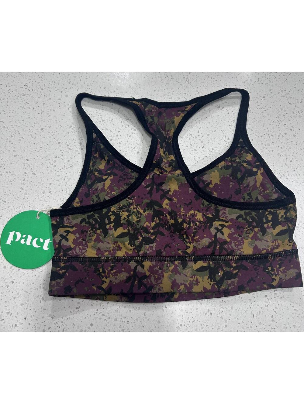 New! PACT |Organic frozen Blooms Racerback Bra SZ. XS - Picture 5 of 8